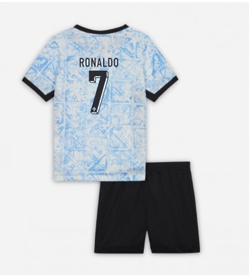 Portugal Cristiano Ronaldo #7 Borta Kläder Barn EM 2024 Kortärmad (+ Korta byxor)